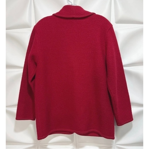 Norm Thompson Sz S 100% Wool Red Sweater Knit Boiled Blazer Jacket Womens RARE - Picture 5 of 6